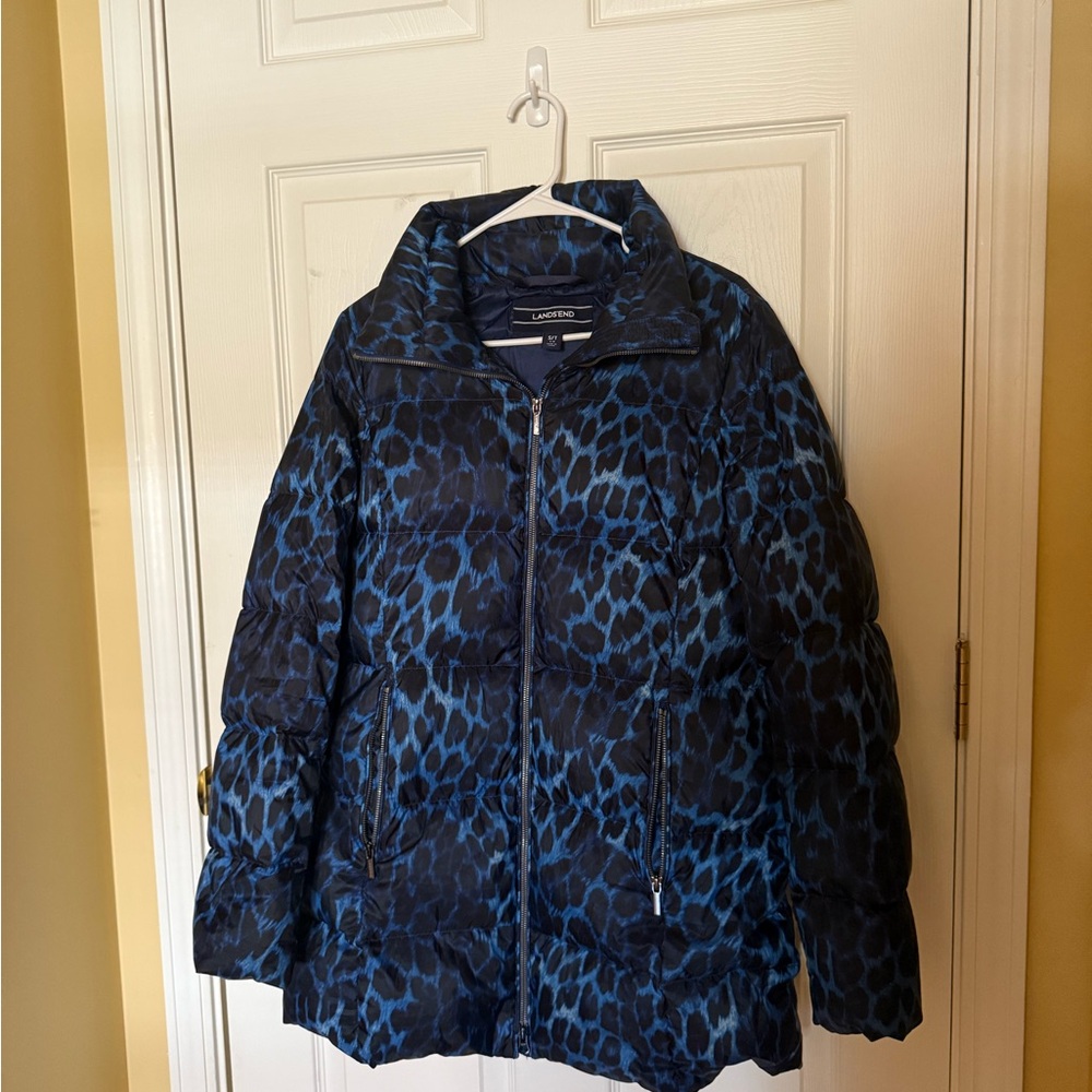 Lands' End Vibrant Blue Animal Print Jacket